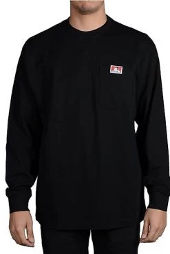 Ben Davis Heavy Duty Long Sleeve Pocket T-Shirt Black