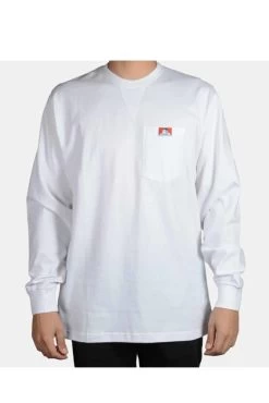 Ben Davis Heavy Duty Long Sleeve Pocket T-Shirt White