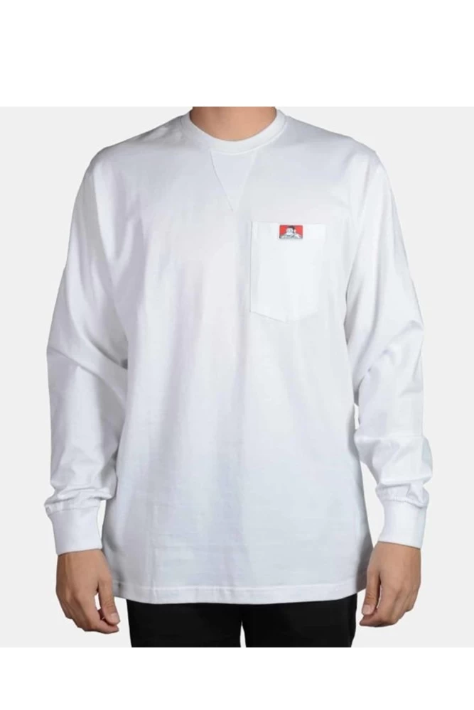 Ben Davis Heavy Duty Long Sleeve Pocket T-Shirt White 3 Ben Davis Heavy Duty Long Sleeve Pocket T-Shirt White