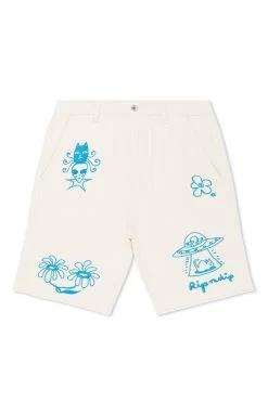 RIPNDIP BLONDED DENIM SHORTS OFF WHITE