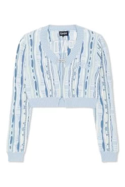 RIPNDIP CORDED KNIT CROPPED LONG SLEEVE LIGHT BLUE