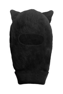 Ripndip Kitty Ears Faux Mohair Balaclava Black