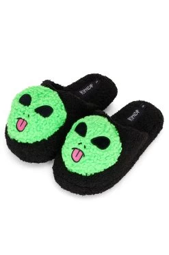 Ripndip Lord Alien Plush Face House Slippers Black